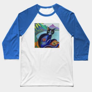 Island Cat Painting in the style of Gauguin Baseball T-Shirt